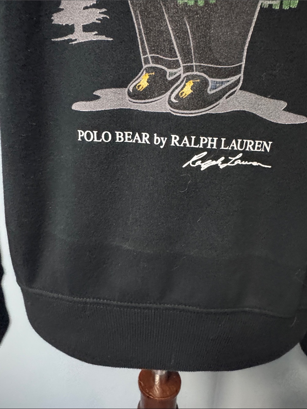 Polo by Ralph Lauren Black Cocoa Bear Graphic Crewneck Sweatshirt Sz S - Picture 5 of 8